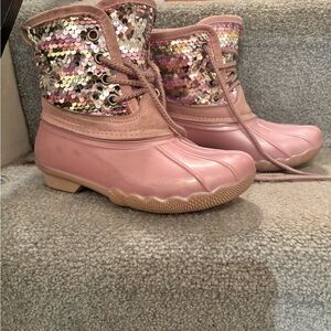 Pink Sequin Duck Snow Boots